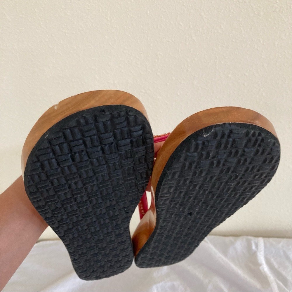 Wooden sandals with painted flowers Hibiscus Tropical Hawaii Polynesian Size XL - Picture 10 of 14